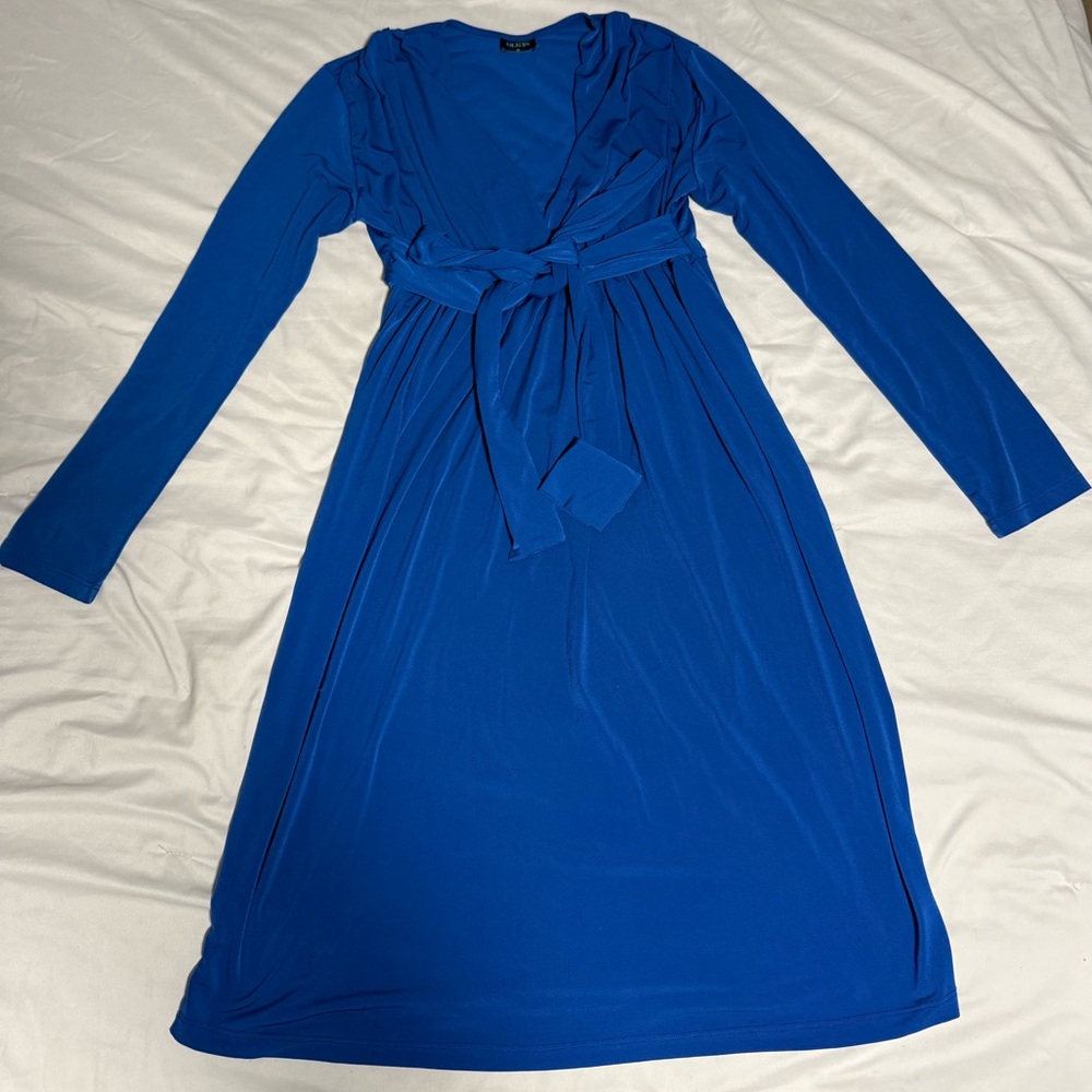 Olian Classic Wrap-Style Long Sleeve Dress - Royal Blue
